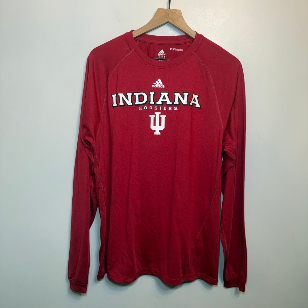 Adidas Indiana Hoosiers Men's Climalite Long Sleeve Shirt Red Size Medium